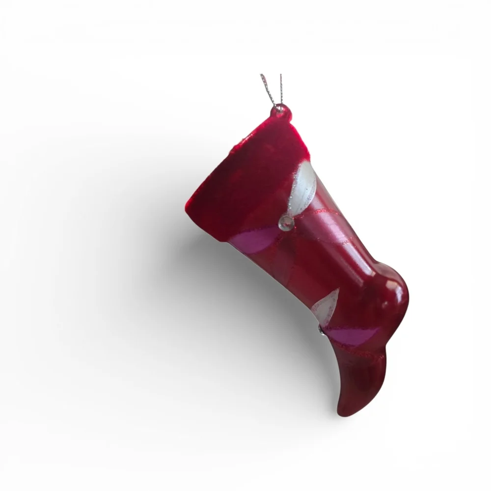 Vintage Pier 1 Imports Blown Glass High Heel Stocking Ornament – 5